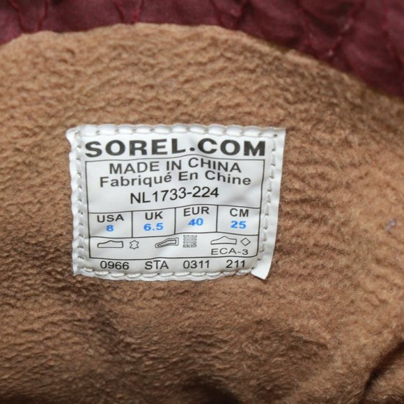 SOREL Brown Leather Gold Logo Round Toe Side Zip Winter Boots Size 8 - Picture 8 of 10